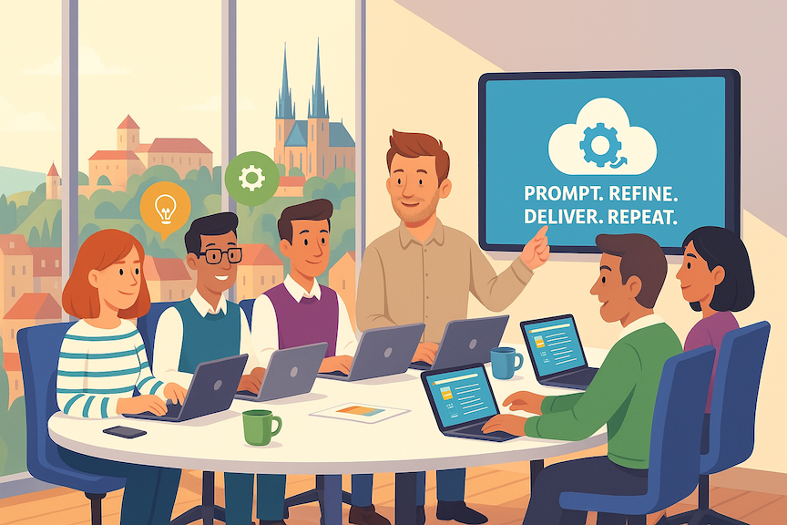 Duncan Hendy presenting AI transformation workshop